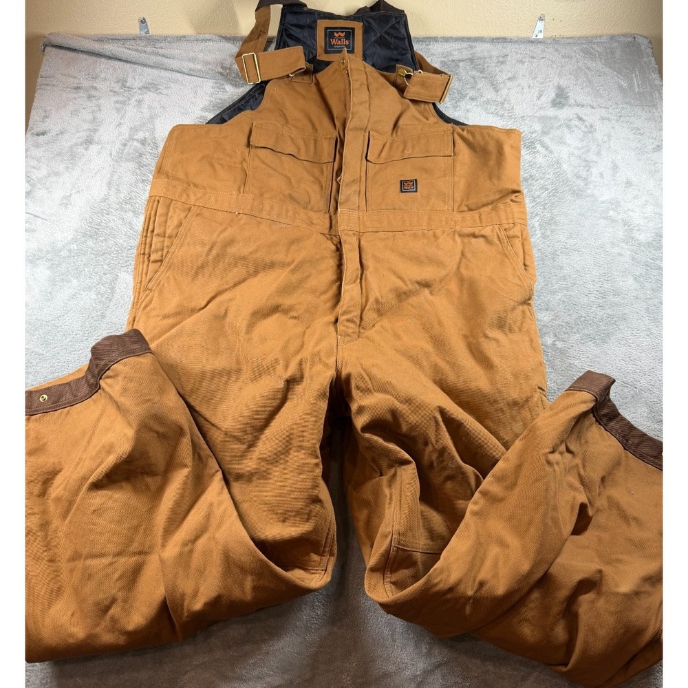 Walls Outdoor Goods Duck Canvas Insulated Bib Overalls 2XLT Brown Work